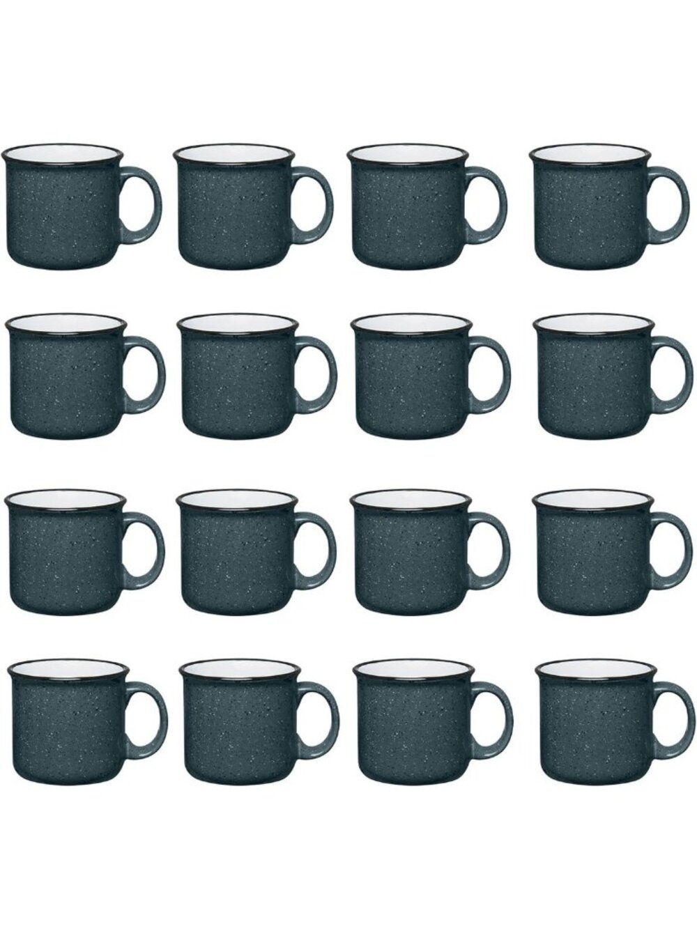 16 Ceramic Campfire Mugs - 15 Oz Gray Coffee & Tea Cups for Home, Travel, DIY
